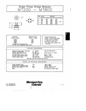 MT600 Datasheet PDF Microsemi Corporation