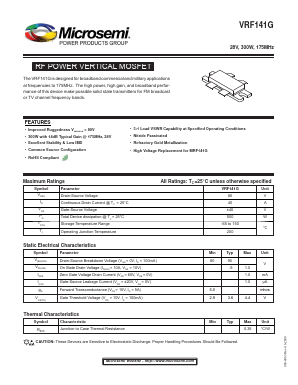 VRF141G Datasheet PDF Microsemi Corporation