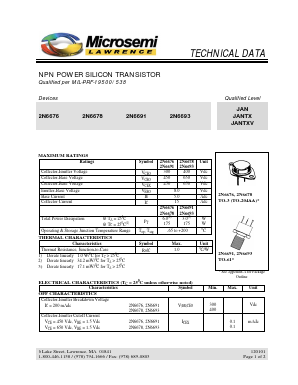 JANTX2N6693 Datasheet PDF Microsemi Corporation