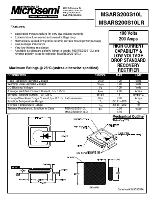 MSARS200S10L Datasheet PDF Microsemi Corporation