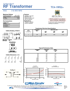 TC4-1WG2 Datasheet PDF Minicircuits