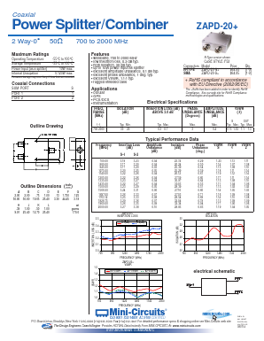 ZAPD-20+ Datasheet PDF Minicircuits