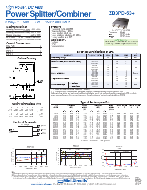ZB3PD-63-S+ Datasheet PDF Minicircuits