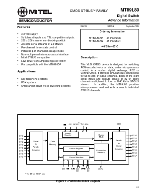 MT89L80AN Datasheet PDF Mitel Networks