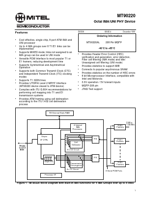 MT90220AL Datasheet PDF Mitel Networks