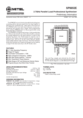 SP8852EKGHCAR Datasheet PDF Mitel Networks