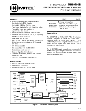 MH89790B Datasheet PDF Mitel Networks