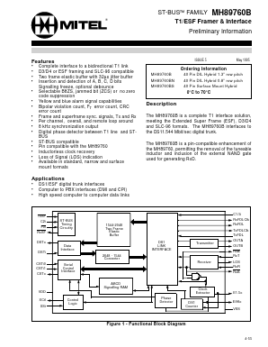 MT89760BN Datasheet PDF Mitel Networks