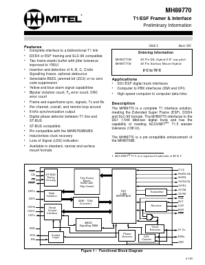 MH89770N Datasheet PDF Mitel Networks
