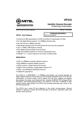 VP310GQ1R Datasheet PDF Mitel Networks