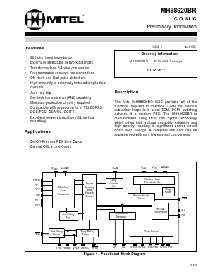MH88620BR Datasheet PDF Mitel Networks