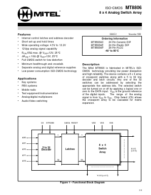 MT8806AC Datasheet PDF Mitel Networks