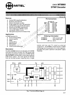 MT8860 Datasheet PDF Mitel Networks