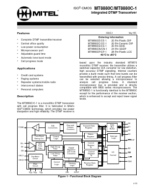 MT8880C-1 Datasheet PDF Mitel Networks