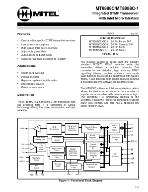 MT8888 Datasheet PDF Mitel Networks