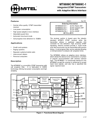 MT8889CN Datasheet PDF Mitel Networks