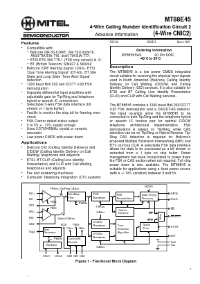 MT88E45 Datasheet PDF Mitel Networks