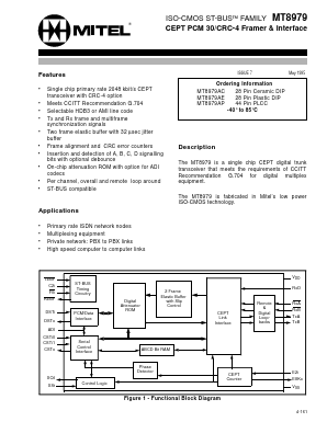 MT8979 Datasheet PDF Mitel Networks