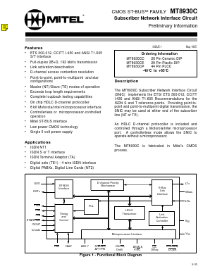 MT8930CC Datasheet PDF Mitel Networks