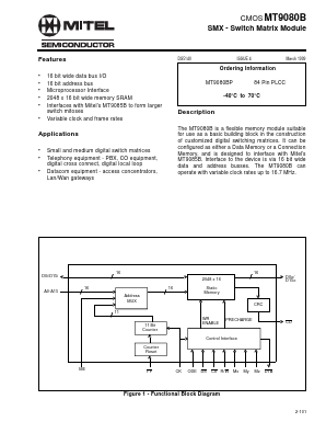 MT9080B Datasheet PDF Mitel Networks