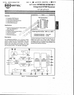 MT8870BC-1 Datasheet PDF Mitel Networks