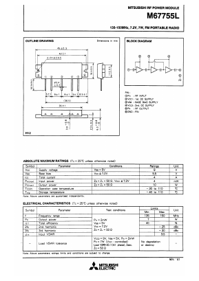 M67755L Datasheet PDF MITSUBISHI ELECTRIC 