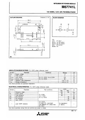 M67741L Datasheet PDF MITSUBISHI ELECTRIC 