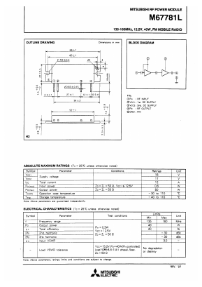 M67781L Datasheet PDF MITSUBISHI ELECTRIC 