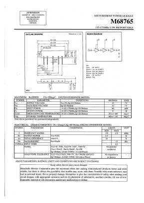 M68765 Datasheet PDF MITSUBISHI ELECTRIC 