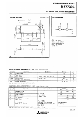 M67730L Datasheet PDF MITSUBISHI ELECTRIC 