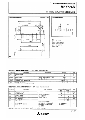 M57774 Datasheet PDF MITSUBISHI ELECTRIC 