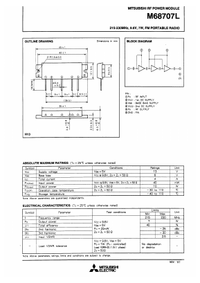 M68707L Datasheet PDF MITSUBISHI ELECTRIC 
