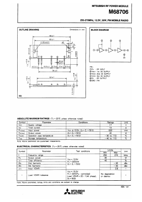 M68706 Datasheet PDF MITSUBISHI ELECTRIC 