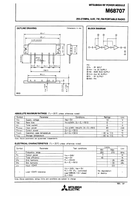 M68707 Datasheet PDF MITSUBISHI ELECTRIC 