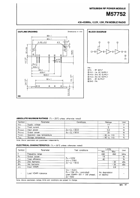 M57752 Datasheet PDF MITSUBISHI ELECTRIC 