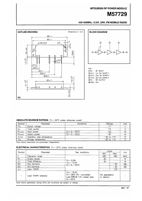 M57729 Datasheet PDF MITSUBISHI ELECTRIC 