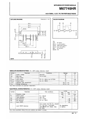 M67749HR Datasheet PDF MITSUBISHI ELECTRIC 
