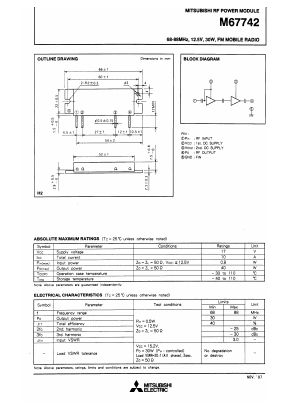 M67742 Datasheet PDF MITSUBISHI ELECTRIC 