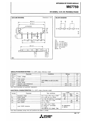 M67759 Datasheet PDF MITSUBISHI ELECTRIC 