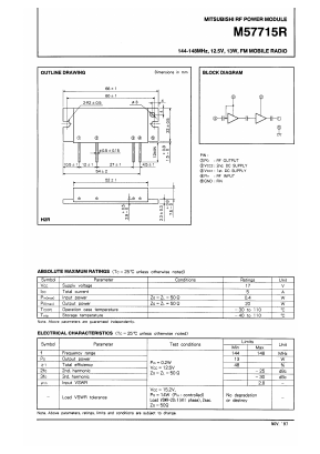 M57715R Datasheet PDF MITSUBISHI ELECTRIC 