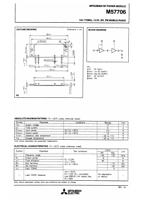 M57706 Datasheet PDF MITSUBISHI ELECTRIC 