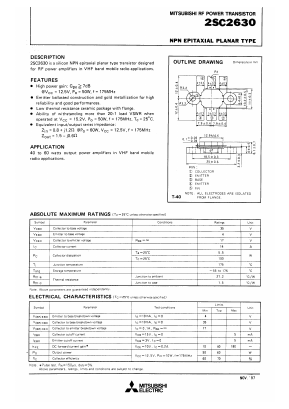 2SC2630 Datasheet PDF MITSUBISHI ELECTRIC 
