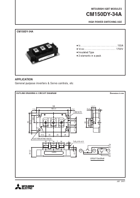 CM150DY-34A Datasheet PDF MITSUBISHI ELECTRIC 