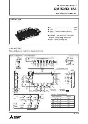 CM150RX-12A Datasheet PDF MITSUBISHI ELECTRIC 