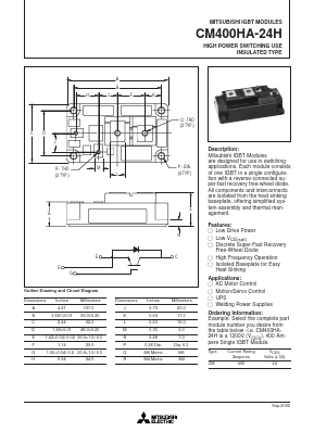 CM400HA-24H Datasheet PDF MITSUBISHI ELECTRIC 