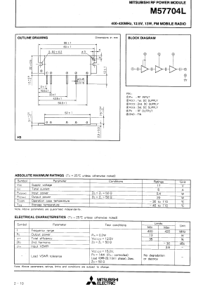 M57704L Datasheet PDF MITSUBISHI ELECTRIC 