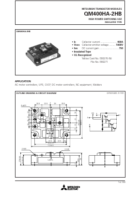 QM400HA-2HB Datasheet PDF MITSUBISHI ELECTRIC 