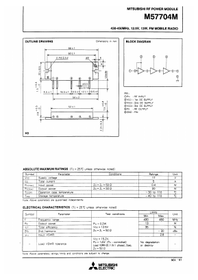 M57704M Datasheet PDF MITSUBISHI ELECTRIC 