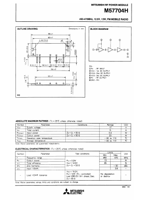 M57704H Datasheet PDF MITSUBISHI ELECTRIC 