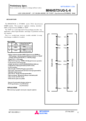 MH64S72VJG Datasheet PDF MITSUBISHI ELECTRIC 
